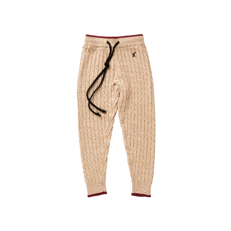 - Degradable pet feces bag- Degradable pet feces bagHey Kid Beige Knit Pants with Red Trim Detail