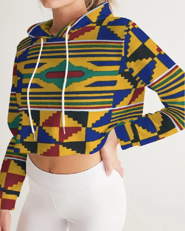 AKH African Kente Cloth Women's Cropped Hoodie