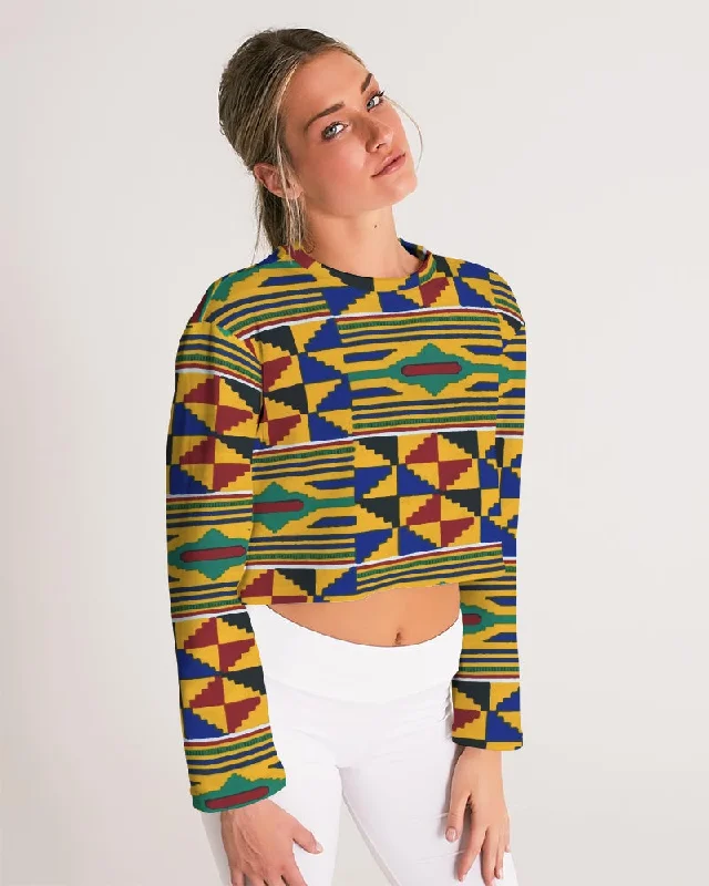 AKH African Kente Cloth Women's Cropped Sweatshirt