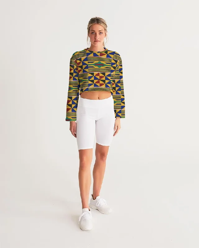 AKH African Kente Cloth Women's Cropped Sweatshirt