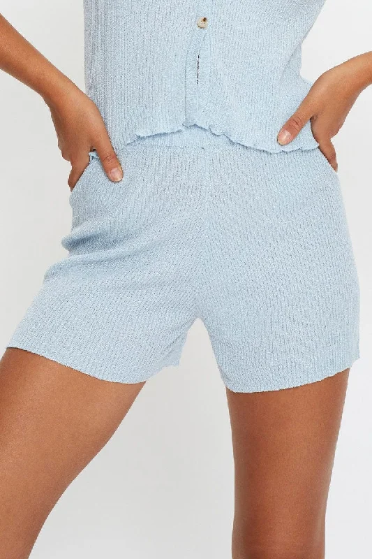 Blue Knit Shorts