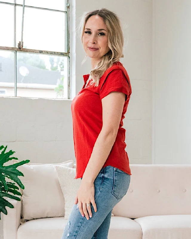 Everly Notched Neck Top - Chili FINAL SALE